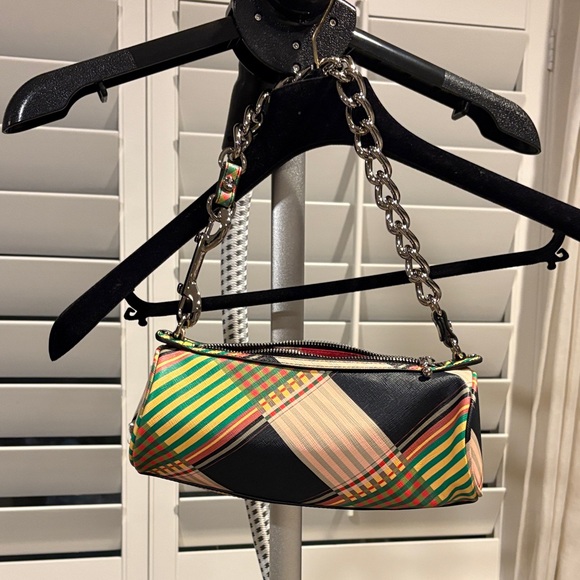 Vivienne Westwood Multicolor Plaid Clutch with Chain Strap - Picture 2 of 8